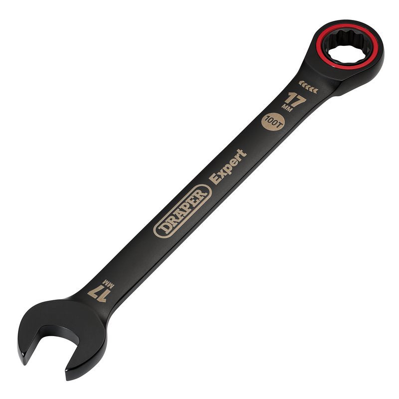 Draper Expert HI-TORQ Metric Ratchet Combination Spanner, 17mm, Black DRA-03890