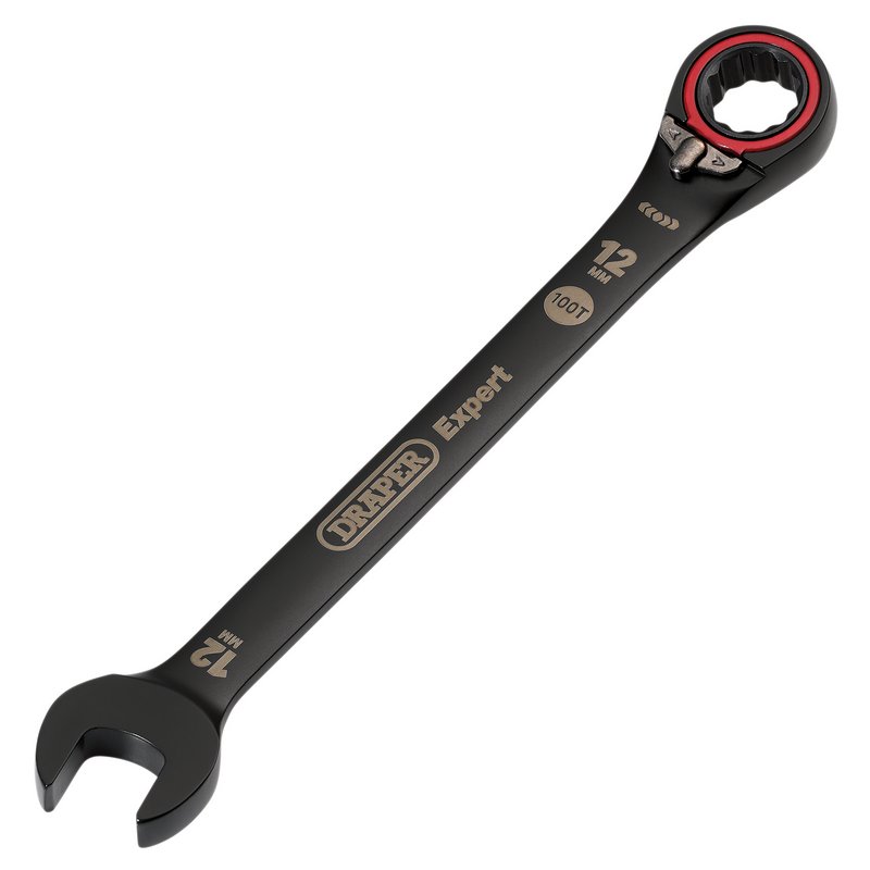 Draper Expert HI-TORQ Metric Reversible Ratchet Combination Spanner, 12mm, Black DRA-03902