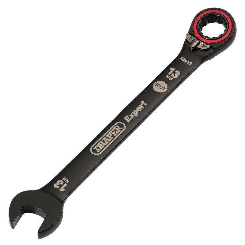 Draper Expert HI-TORQ Metric Reversible Ratchet Combination Spanner, 13mm, Black DRA-03903