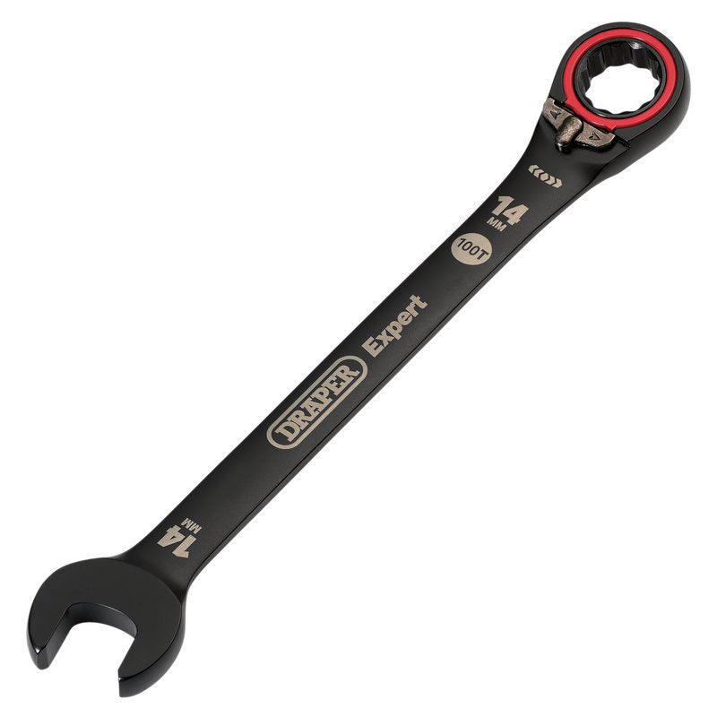 Draper Expert HI-TORQ Metric Reversible Ratchet Combination Spanner, 14mm, Black DRA-03904