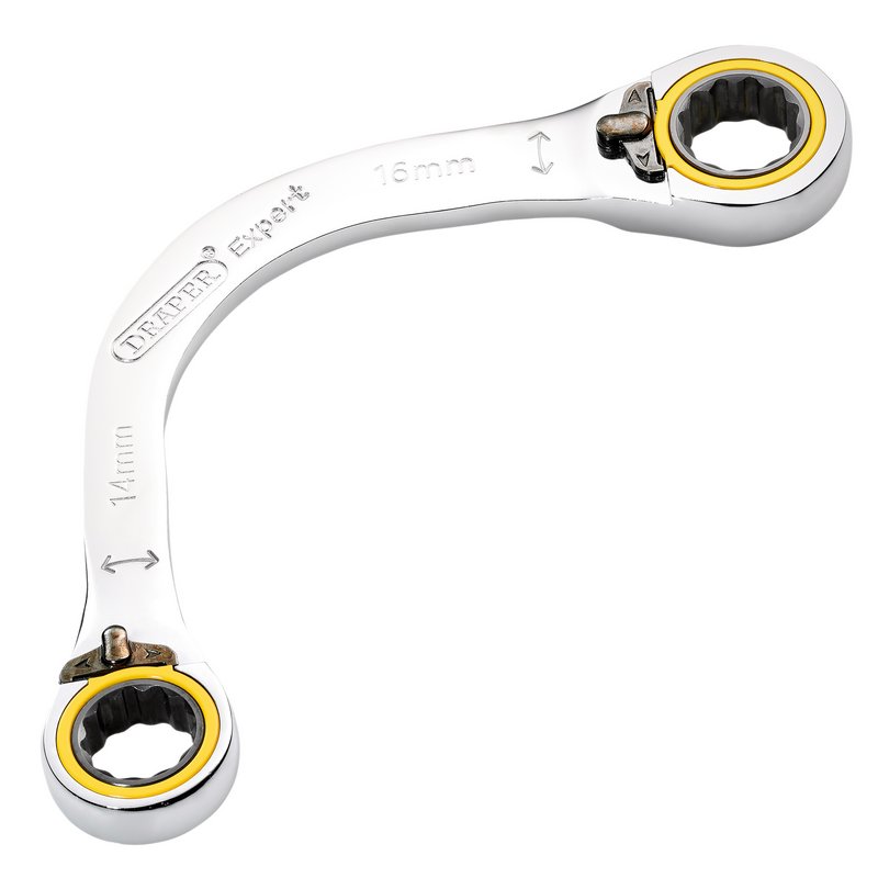 Draper Expert HI-TORQ Double Ring Ratchet Half Moon Spanner, 14 x 16mm DRA-03935