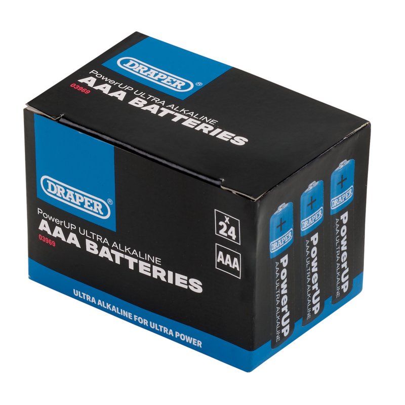 Draper PowerUP Ultra Alkaline AAA Batteries (Pack of 24) DRA-03969