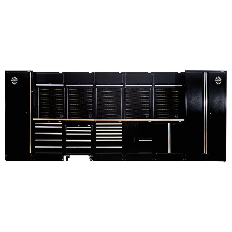 Draper BUNKER 25 Piece Modular Storage Combo with Sink and Hardwood Worktop, 4915mm DRA-04389