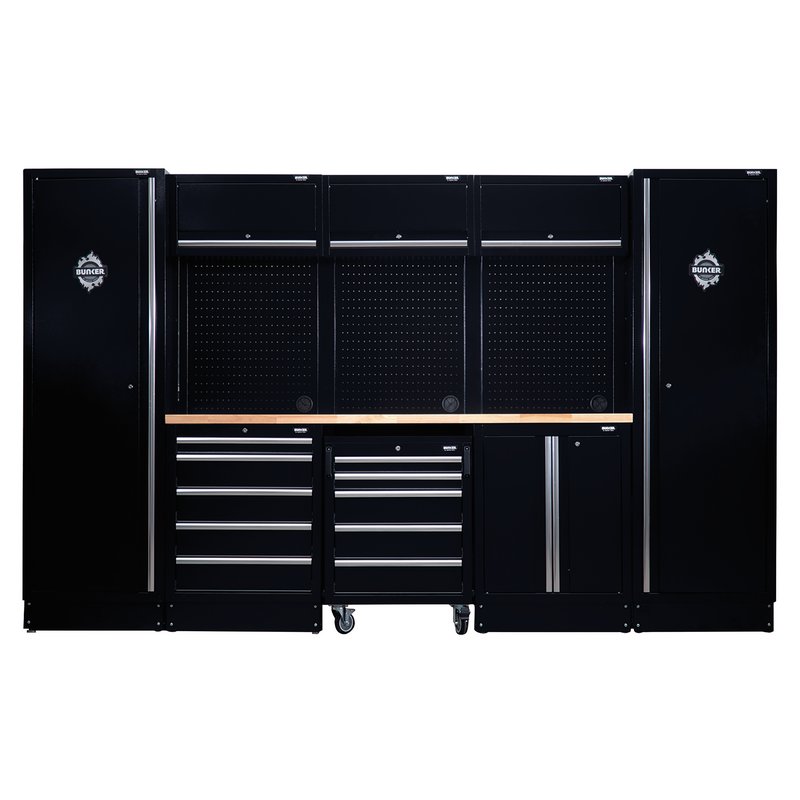 Draper BUNKER 16 Piece Modular Storage Combo with Hardwood Worktop, 3240mm DRA-04398