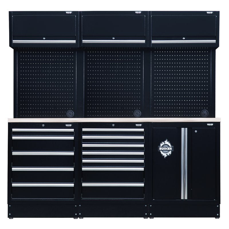 Draper BUNKER 14 Piece Modular Storage Combo with Stainless Steel Worktop 2040mm DRA-04415