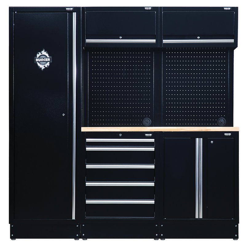 Draper BUNKER 11 Piece Modular Storage Combo with Hardwood Worktop, 1960mm DRA-04488