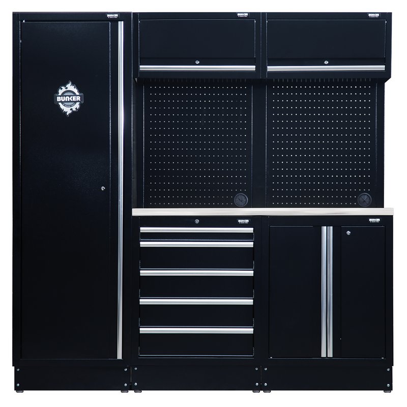 Draper BUNKER 11 Piece Modular Storage Combo with Stainless Steel Worktop, 1960mm DRA-04503