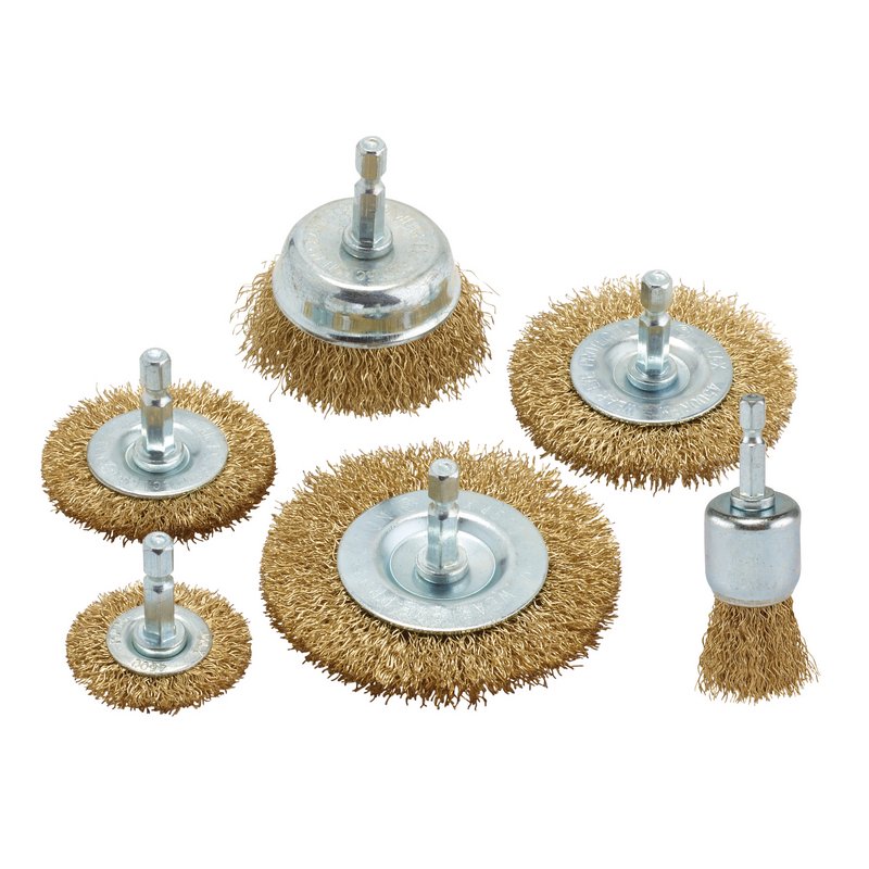 Draper Brassed Steel Crimped Wire Brush Set (6 Piece) DRA-07436
