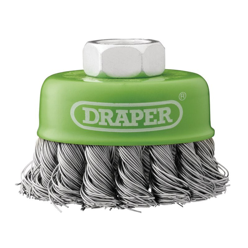 Draper Stainless-Steel Twist-Knot Wire Cup Brush, 65mm, M14 DRA-08053