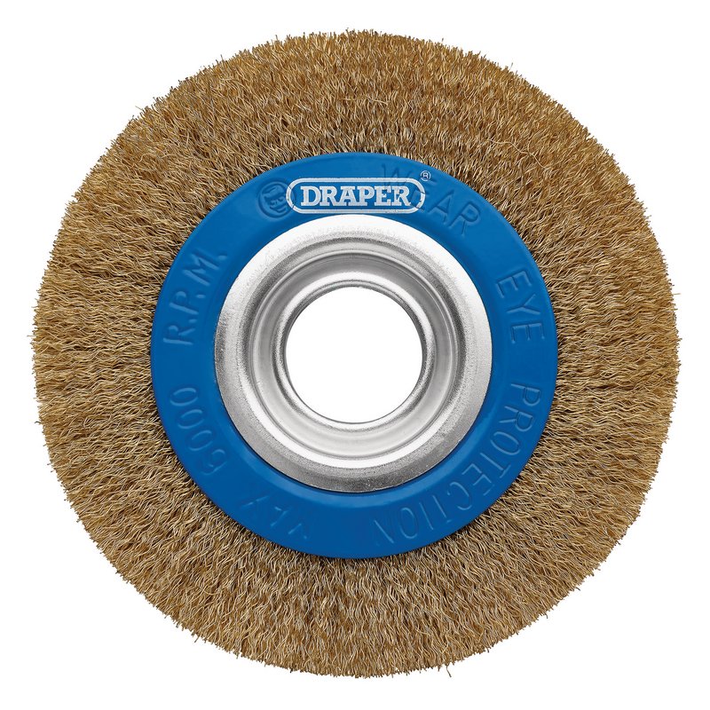 Draper Brassed Steel Bench Grinder Wire Wheel Brush, 150 x 31.75mm DRA-08066