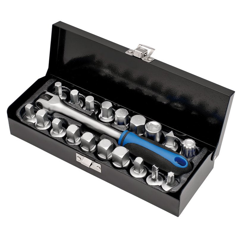 Draper Oil Drain Sump Plug Key Set, 3/4" Sq. Dr. (20 Piece) DRA-12396