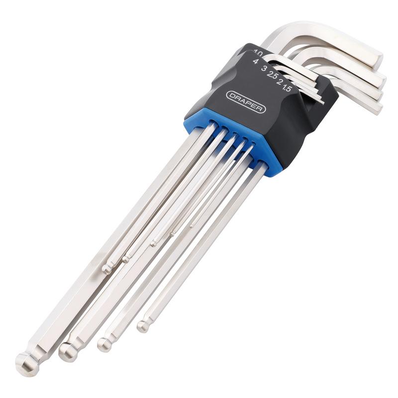 Draper Metric Extra Long Arm Ball End Hex Key Set (9 Piece) DRA-12809