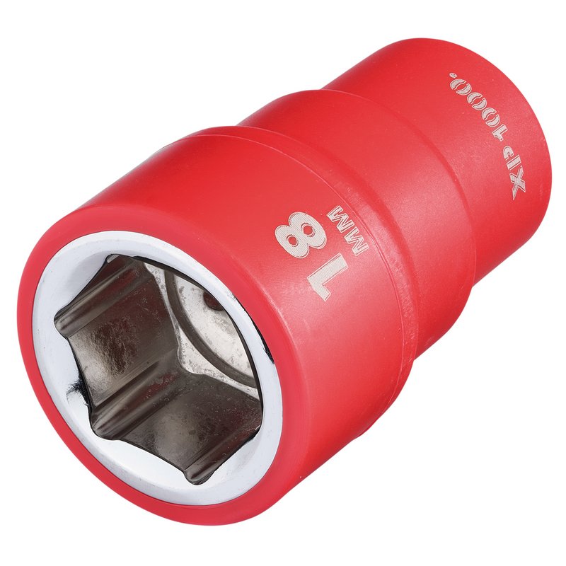 Draper XP1000 VDE Socket, 3/8" Sq. Dr., 18mm DRA-17654