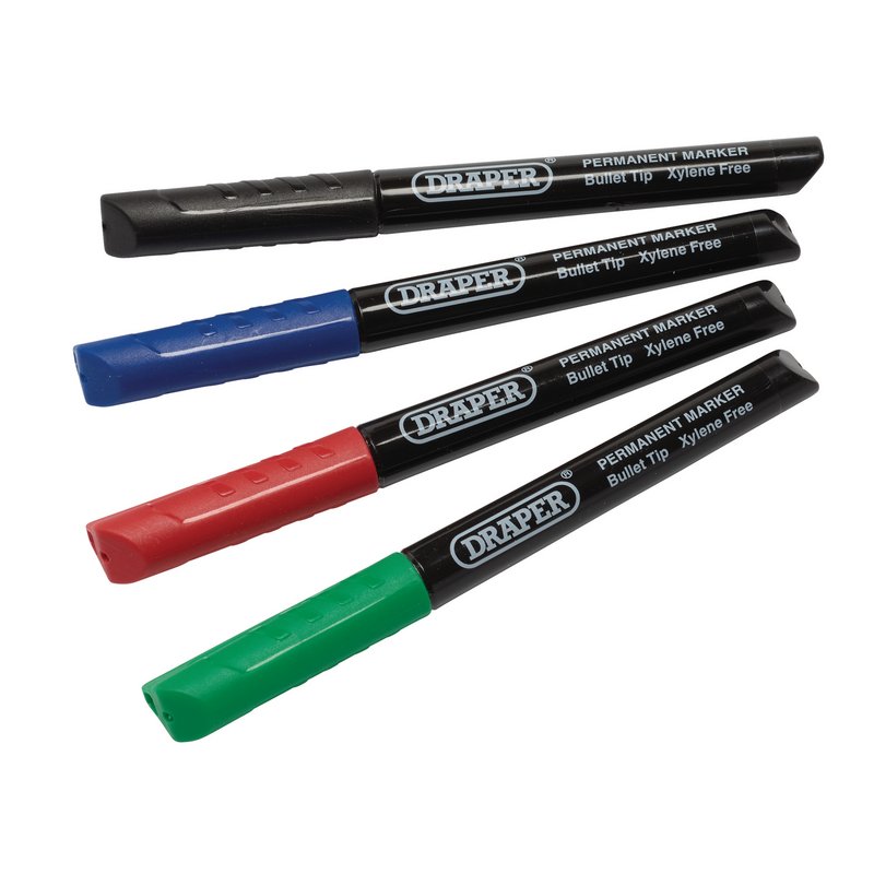 Draper Marker Pens, Multicoloured (Pack of 4) DRA-20943