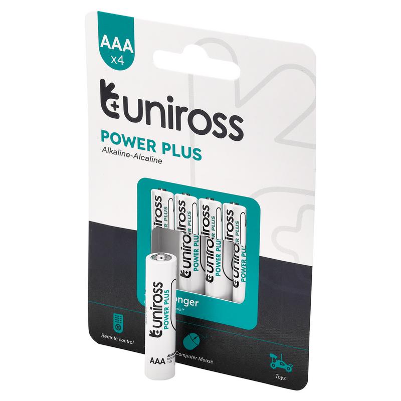 Uniross LR03 AAA Power Plus Alkaline Batteries (Pack of 4) DRA-21606