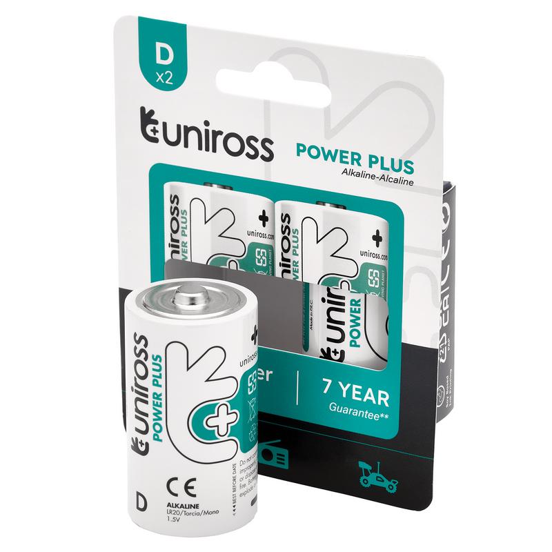 Uniross LR20 D Power Plus Alkaline Batteries (Pack of 2) DRA-21616