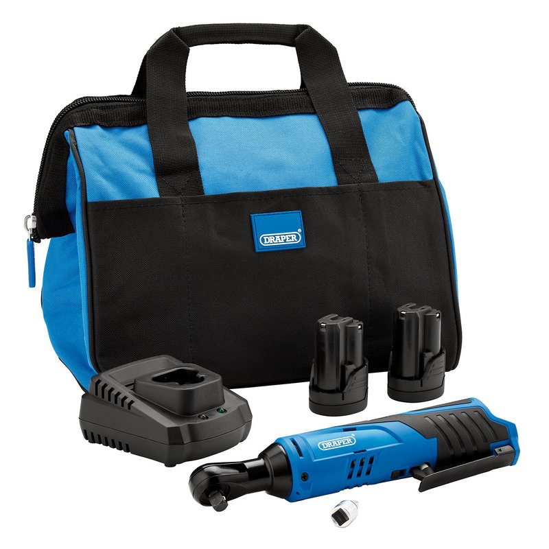 Draper 12V Ratchet Kit, 2 x 1.5Ah Batteries, 1 x Fast Charger, 1 x Tool bag DRA-23649