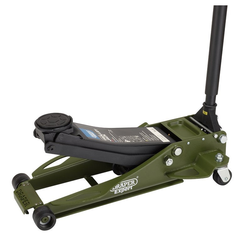 Draper Expert Professional Low Profile Fast Lift Garage Trolley Jack, 3 Tonne, Green DRA-23817