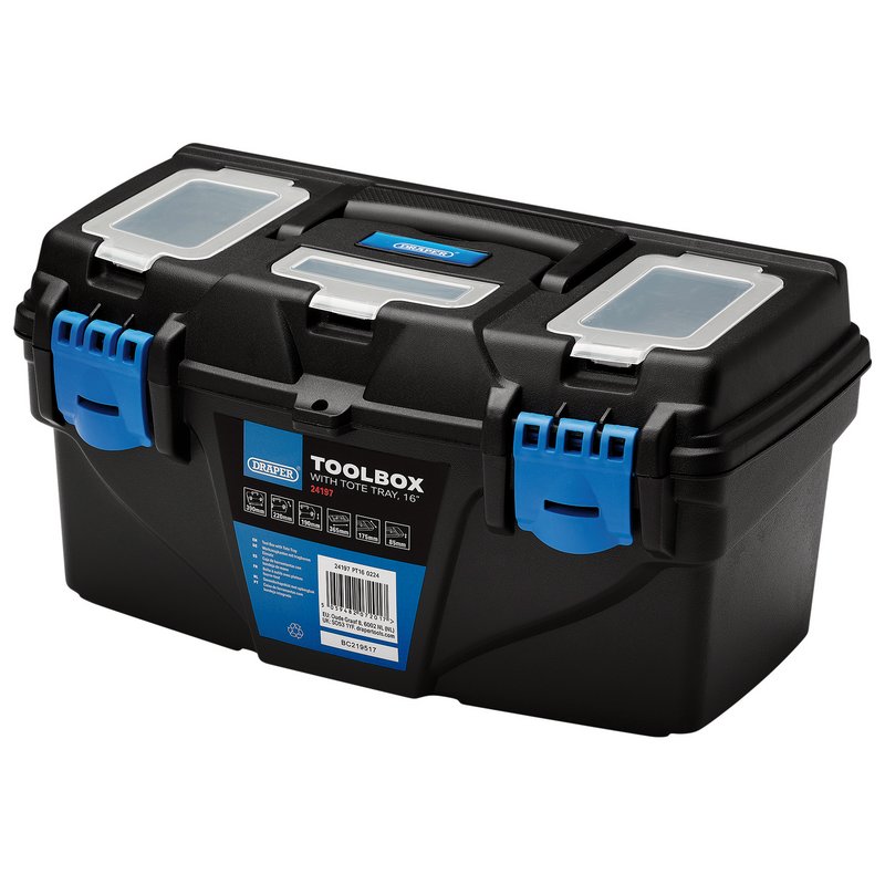 Draper Plastic Toolbox with Tote Tray, 16" DRA-24197