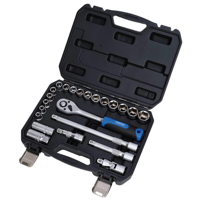 Draper HI-TORQ Metric Socket Set, 1/2" Sq.. Dr. (23 Piece) DRA-24229