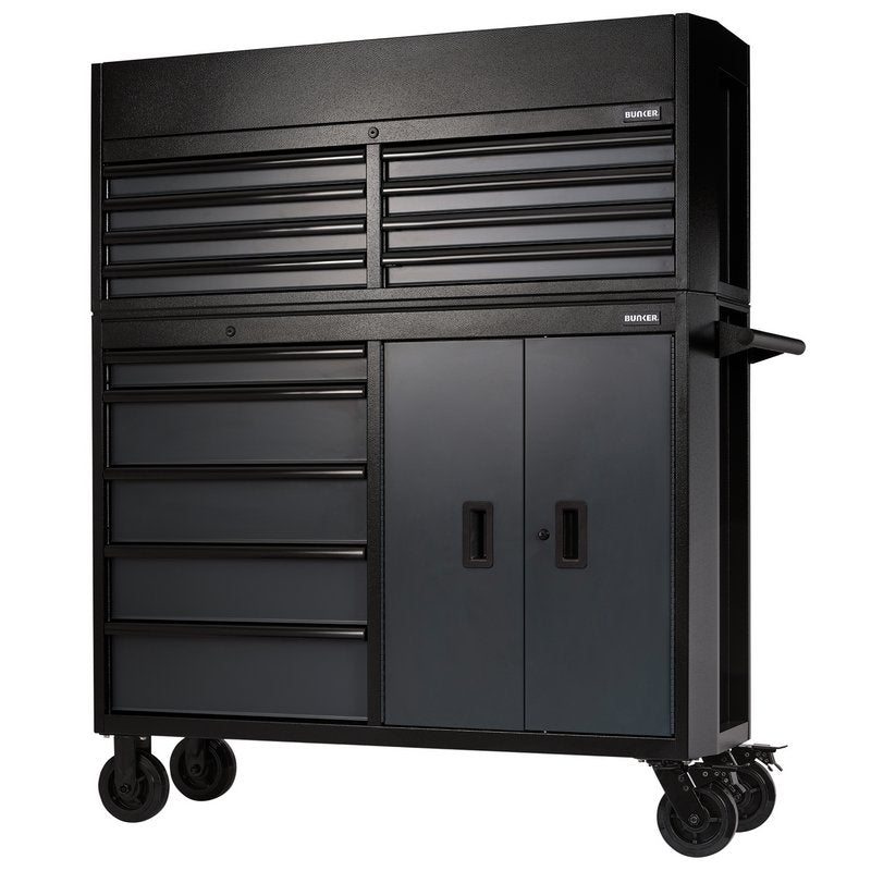 Draper BUNKER 13 Drawer Combined Roller Cabinet and Tool Chest, 52", Grey DRA-24256