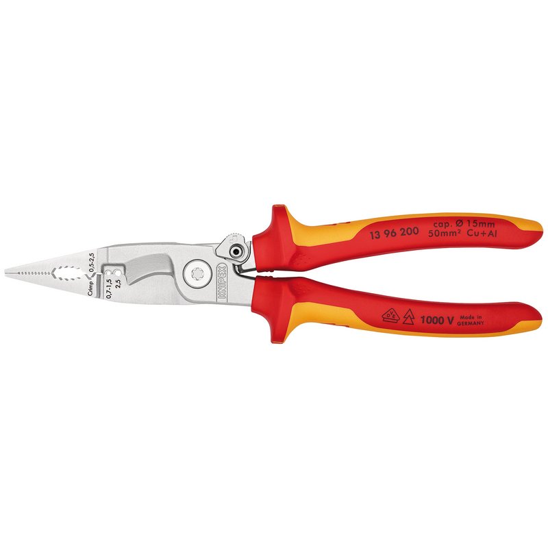 KNIPEX 13 96 200 SB Pliers for Electrical Installation Insulated with Multi-Component Grips, 200mm DRA-25886