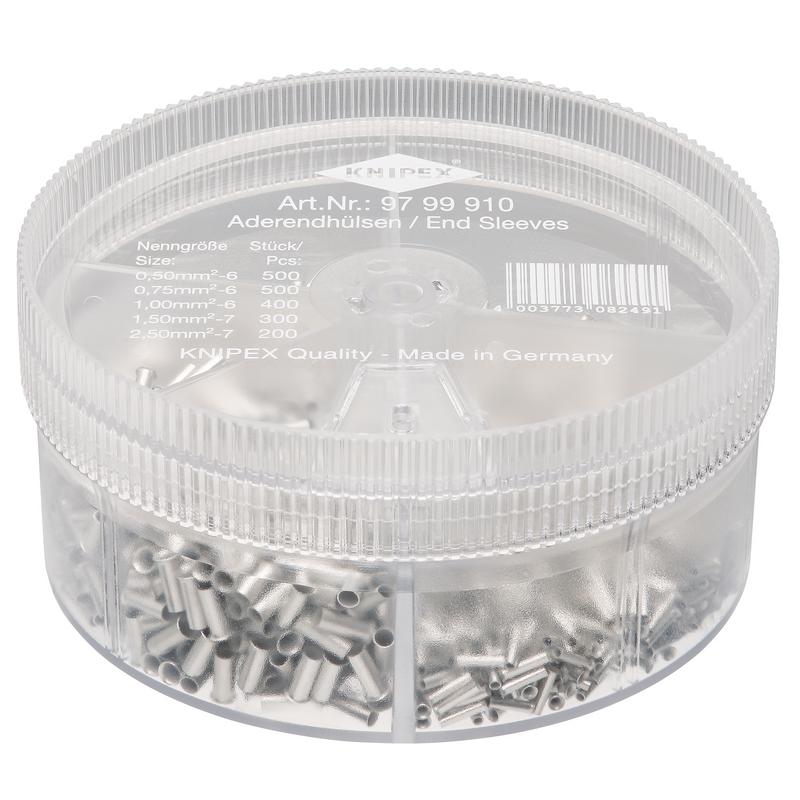 KNIPEX 97 99 910 Assortment Boxes with 1900 Non-Insulated Wire Ferrules, 5 x Wire DRA-26156