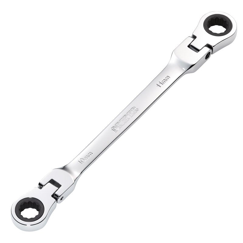 Draper HI-TORQ Metric Flexible Head Double Ring Ratchet Spanner, 10 x 11mm DRA-27745