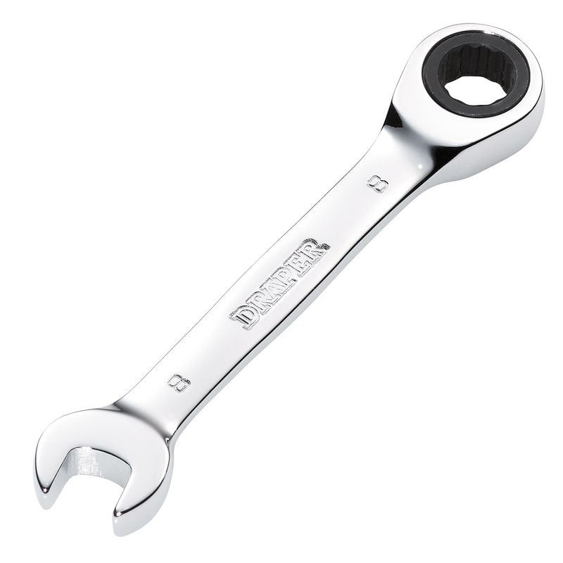 Draper HI-TORQ Metric Stubby Ratchet Combination Spanner, 8mm DRA-27840