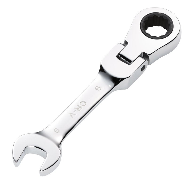 Draper HI-TORQ Metric Stubby Flexible Head Ratchet Combination Spanner, 9mm DRA-27964