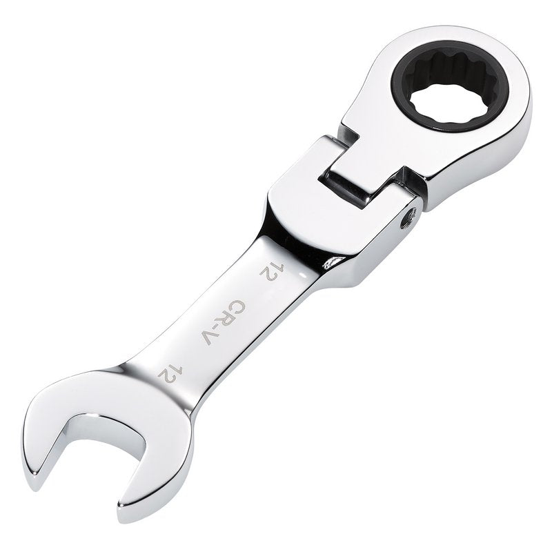 Draper HI-TORQ Metric Stubby Flexible Head Ratchet Combination Spanner, 12mm DRA-27968