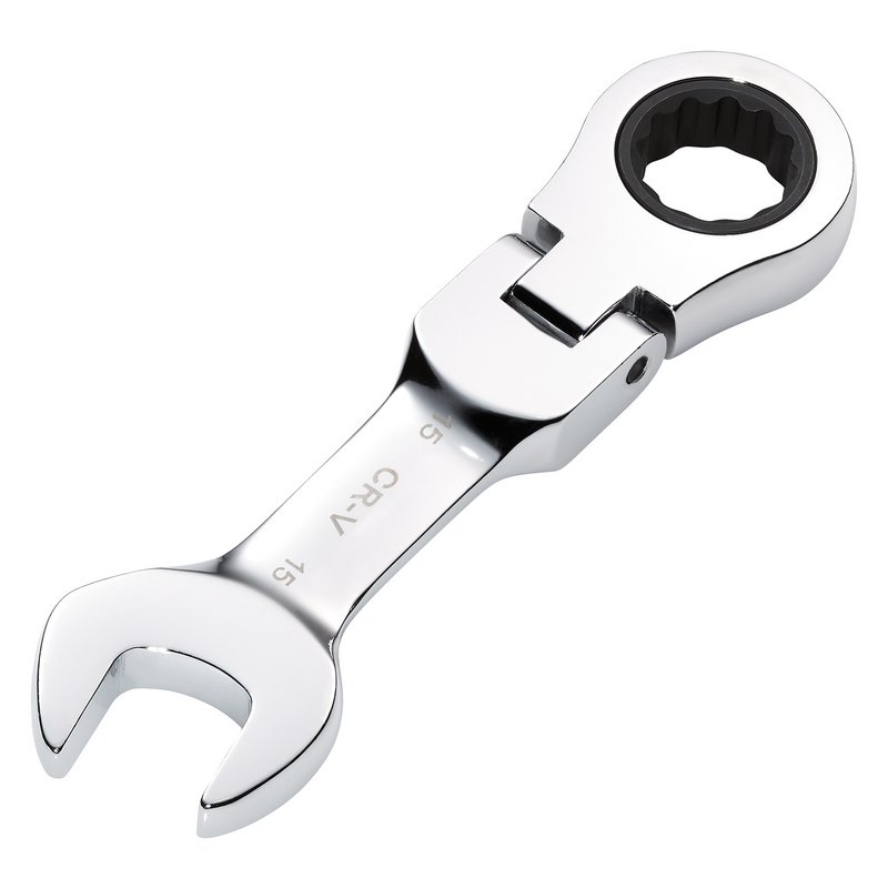Draper HI-TORQ Metric Stubby Flexible Head Ratchet Combination Spanner, 15mm DRA-27973