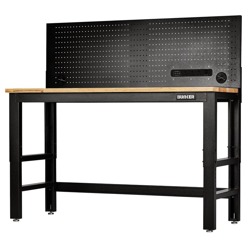 Draper BUNKER Workbench with Hardwood Worktop and Power Pegboard, 1550mm DRA-28096