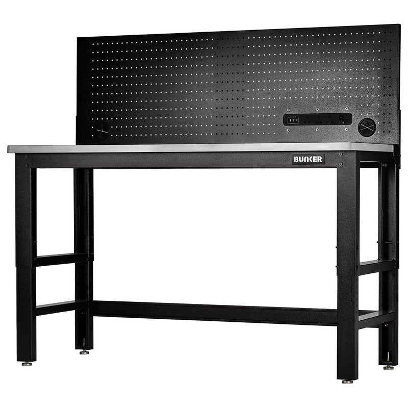 Draper BUNKER Workbench with Stainless Steel Worktop and Power Pegboard, 1550mm DRA-28097