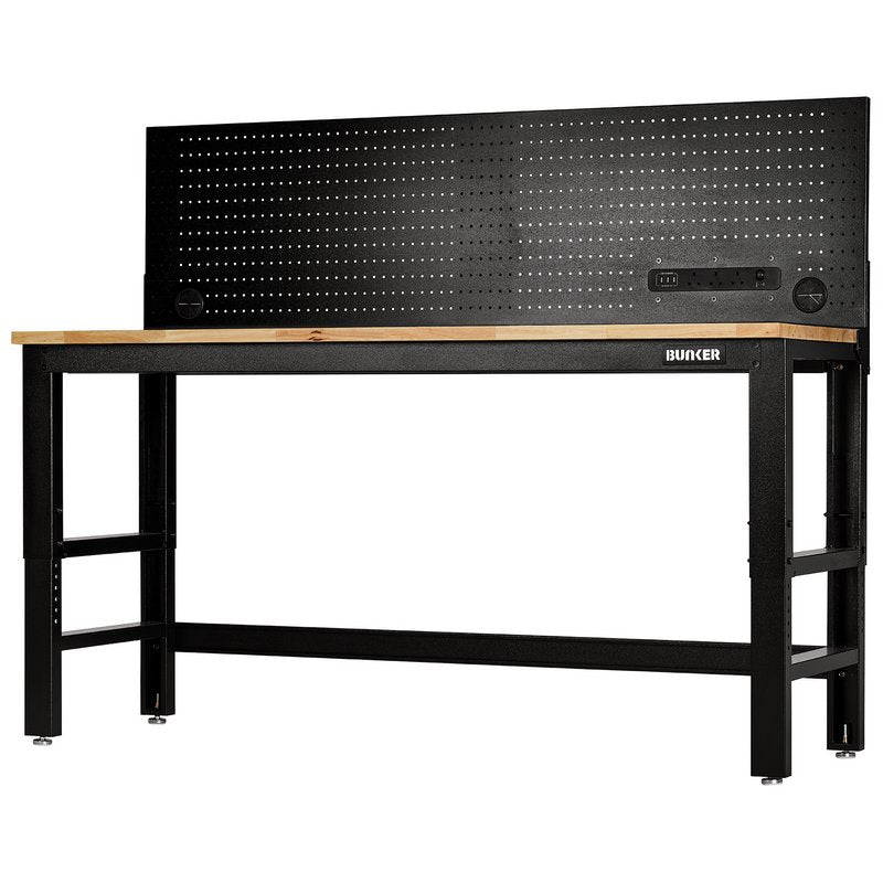 Draper BUNKER Workbench with Hardwood Worktop and Power Pegboard, 1830mm DRA-28098