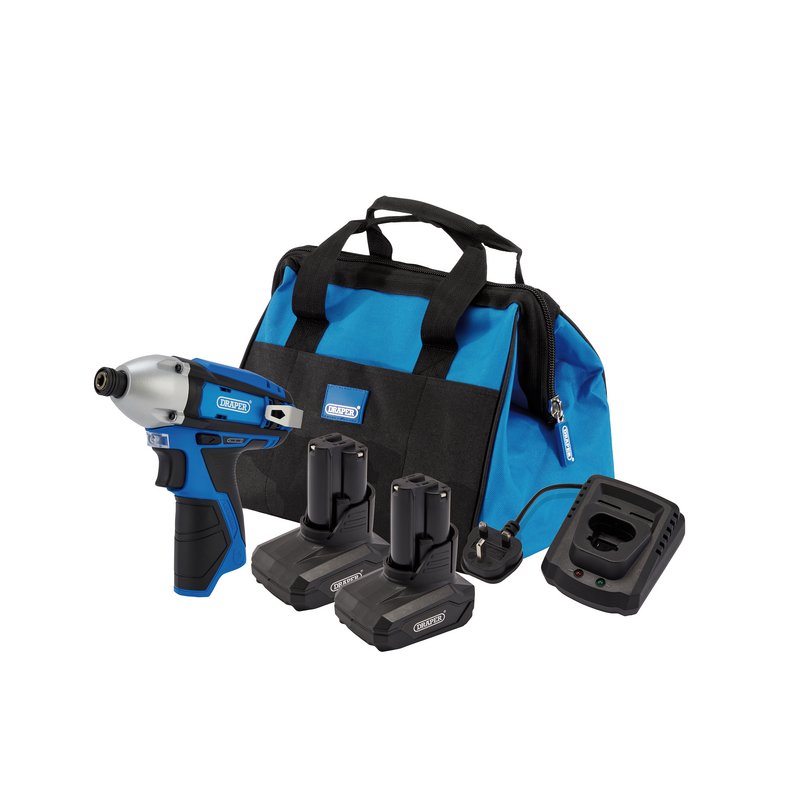 Draper 12V Impact Driver Kit, 2 x 4.0Ah, 1 x Fast Charger, 1 x Tool Bag DRA-30605