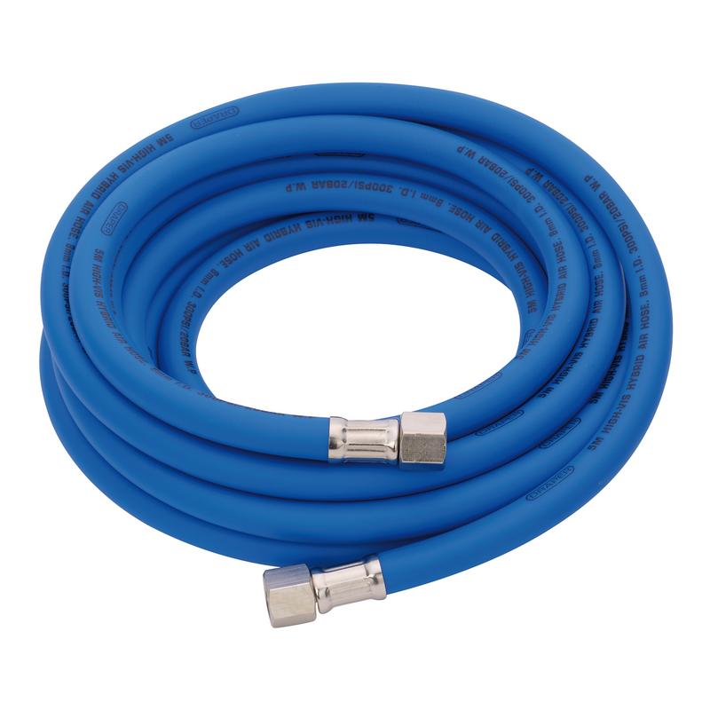 Draper High Visibility Hybrid Air Hose, 5m x 8mm, 1/4" BSP, Blue DRA-31733