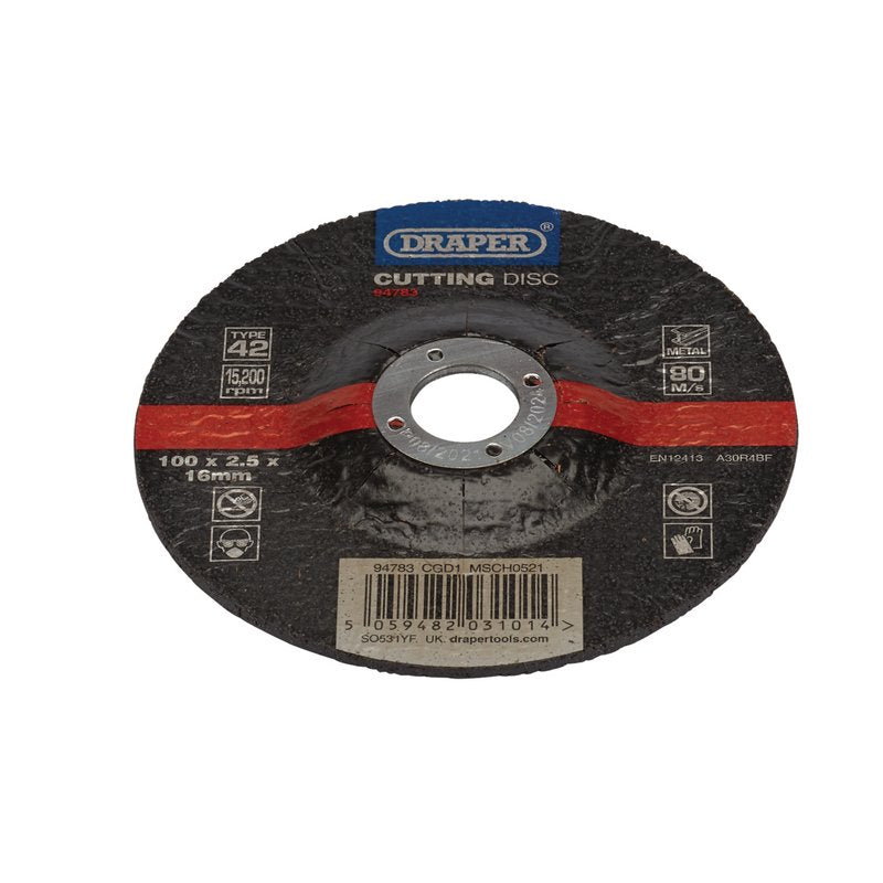 Draper DPC Metal Cutting Disc, 100 x 2.5 x 16mm DRA-94783