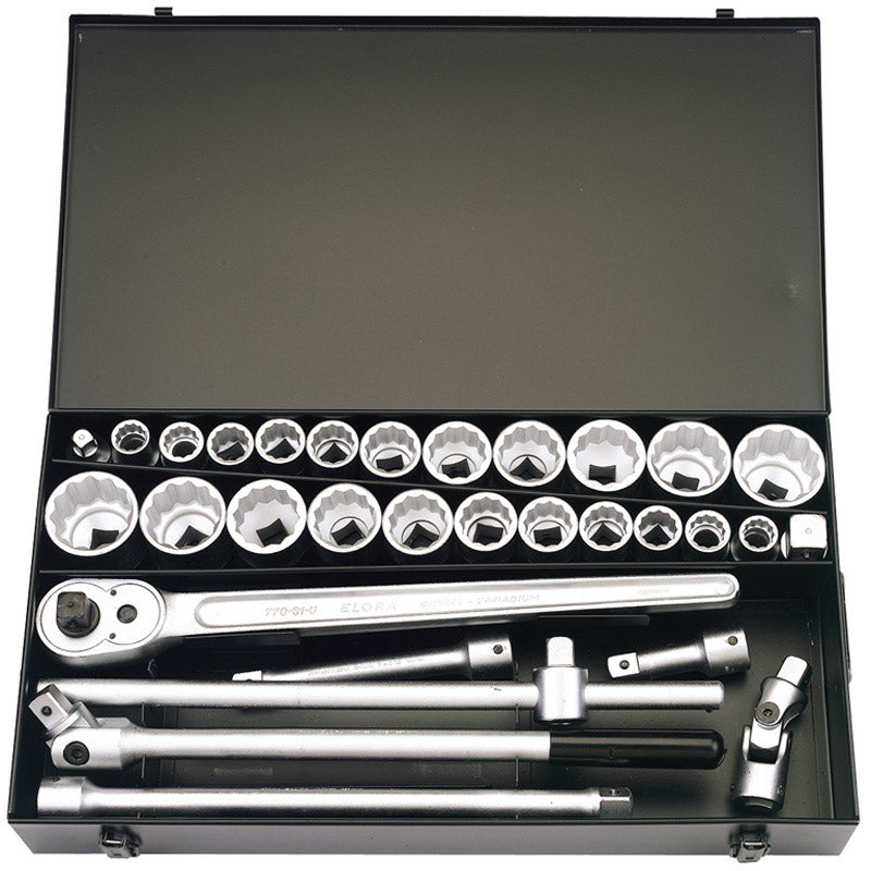 Elora Metric and Imperial Socket Set, 3/4" Sq. Dr. (31 Piece) DRA-00335