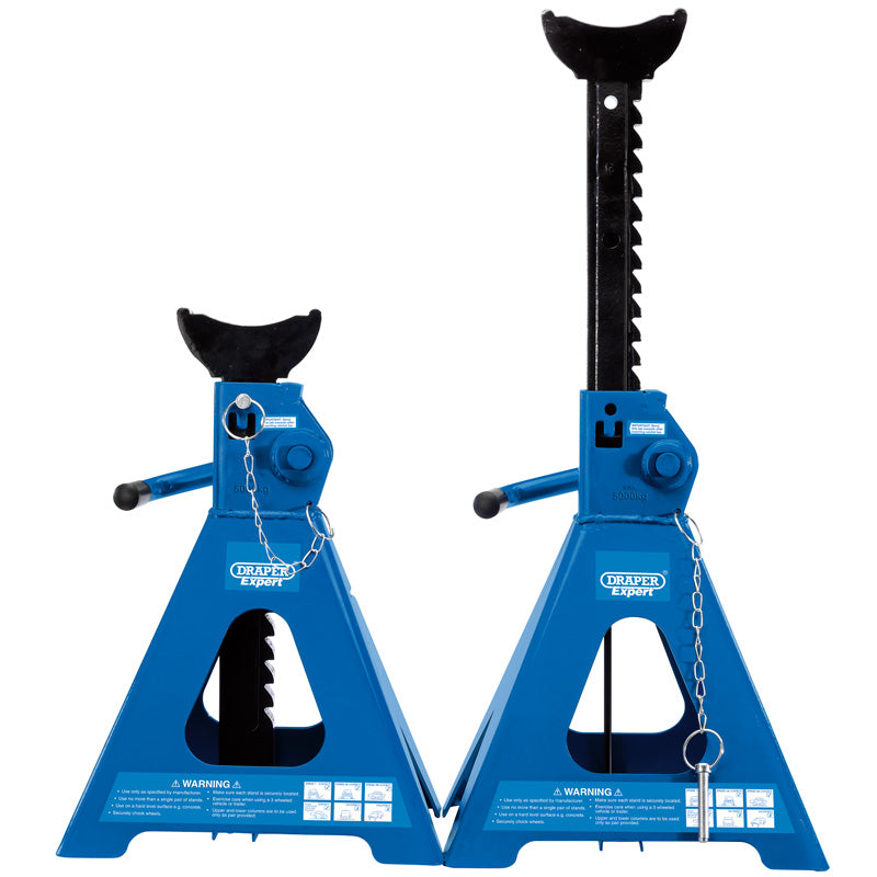 Draper Pair of Pneumatic Rise Ratcheting Axle Stands, 5 Tonne DRA-01814