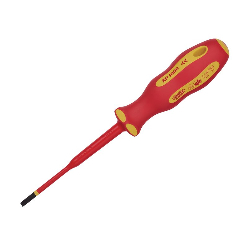 Draper XP1000 VDE Slimline Plain Slot Screwdriver, 4.0 x 100mm DRA-02160