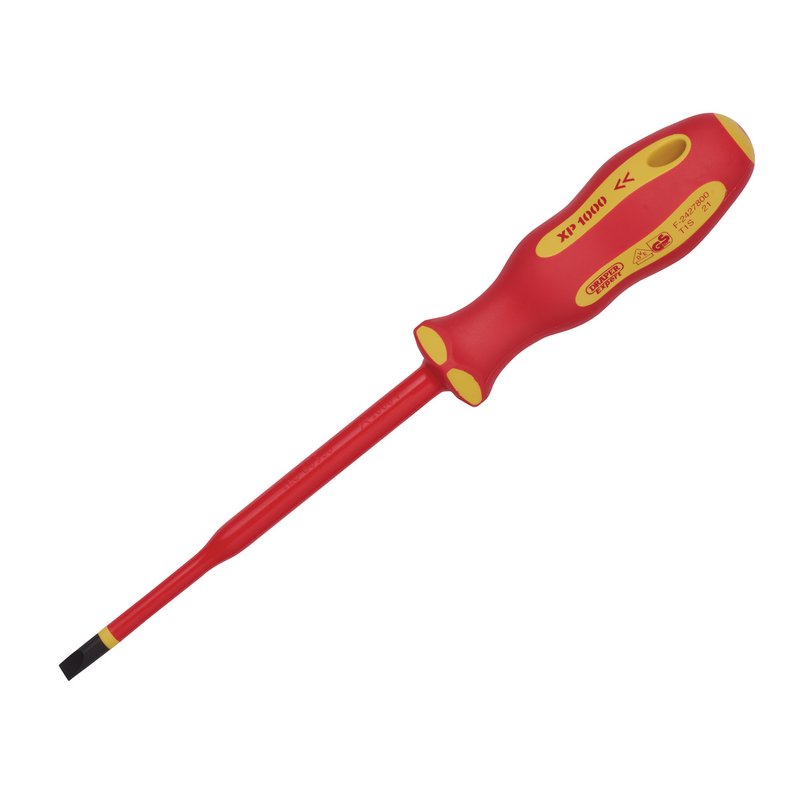 Draper XP1000 VDE Slimline Plain Slot Screwdriver, 5.5 x 125mm DRA-02161