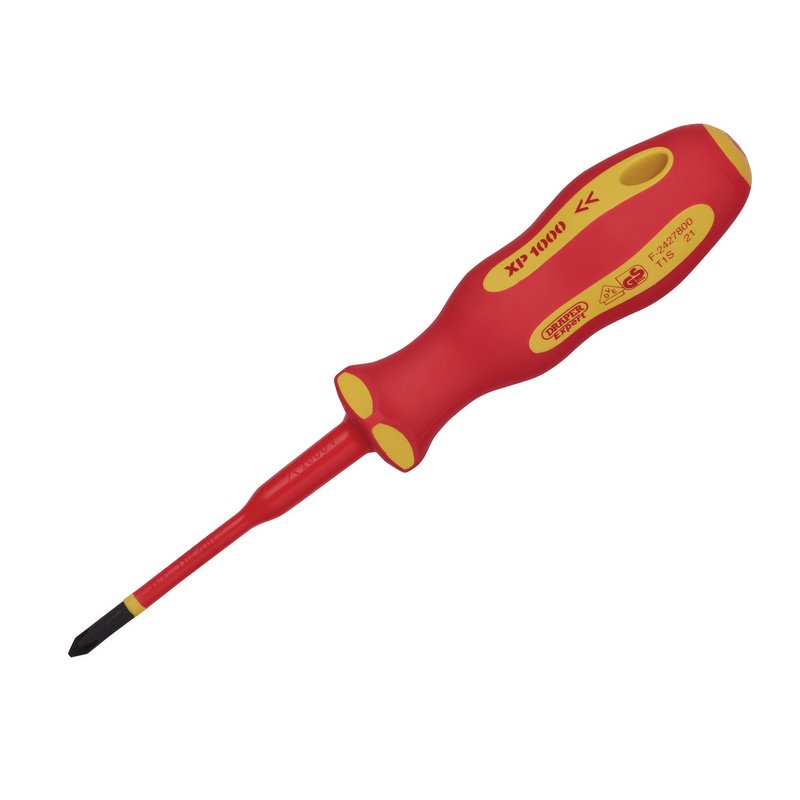 Draper XP1000 VDE Slimline Cross Slot Screwdriver, No.1 x 80mm DRA-02163
