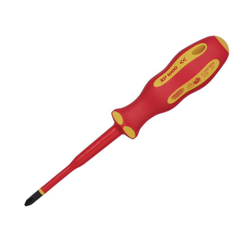 Draper XP1000 VDE Slimline Cross Slot Screwdriver, No.2 x 100mm DRA-02164