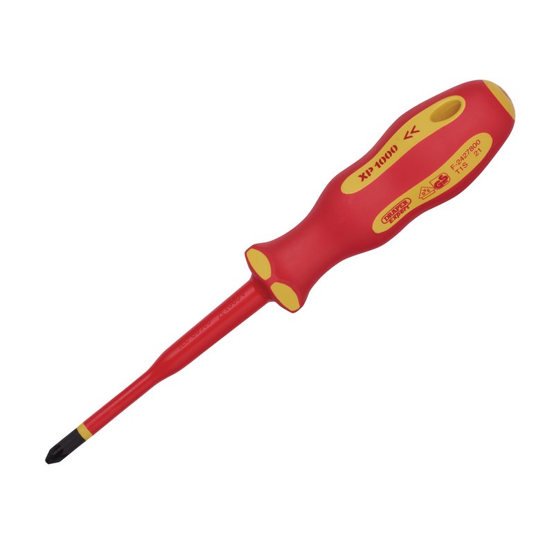 Draper XP1000 VDE Slimline PZ Type Screwdriver, No.2 x 100mm DRA-02166