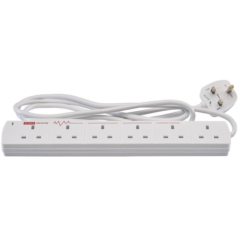 Draper 6 Way Extension Lead with Surge Protection, 2m DRA-02989