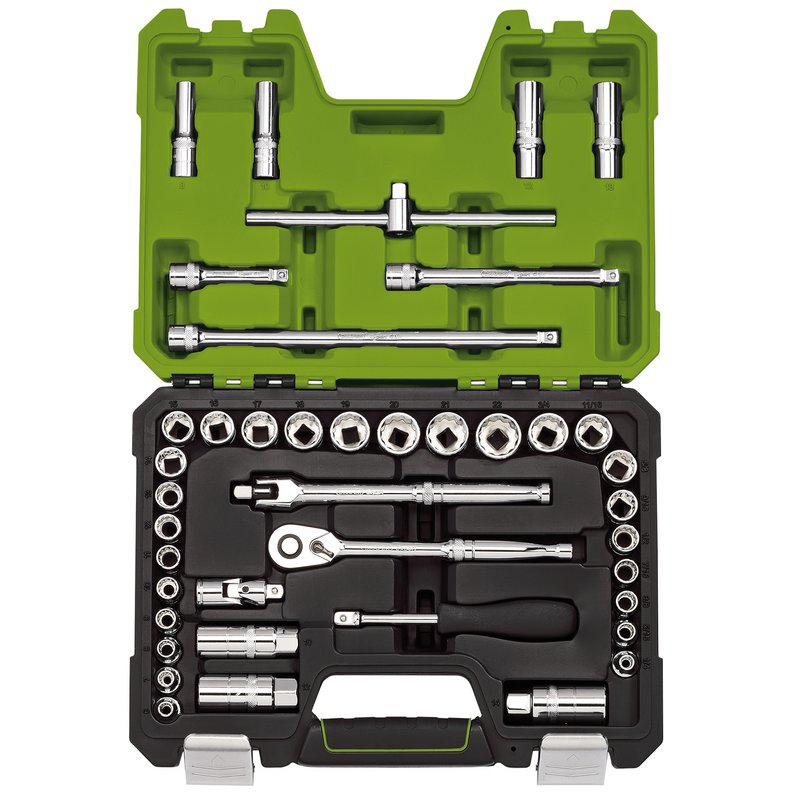 Draper Expert MM/AF Combined Socket Set, 3/8" Sq. Dr., Green (41 Piece) DRA-04464