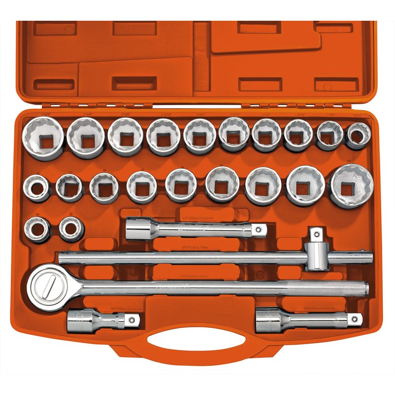 Draper MM/AF Combined Socket Set, 3/4" Sq. Dr., Orange (26 Piece) DRA-04502