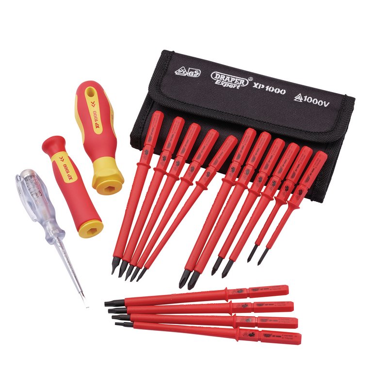 Draper XP1000 VDE Interchangeable Blade Screwdriver Set (18 Piece) DRA-05776