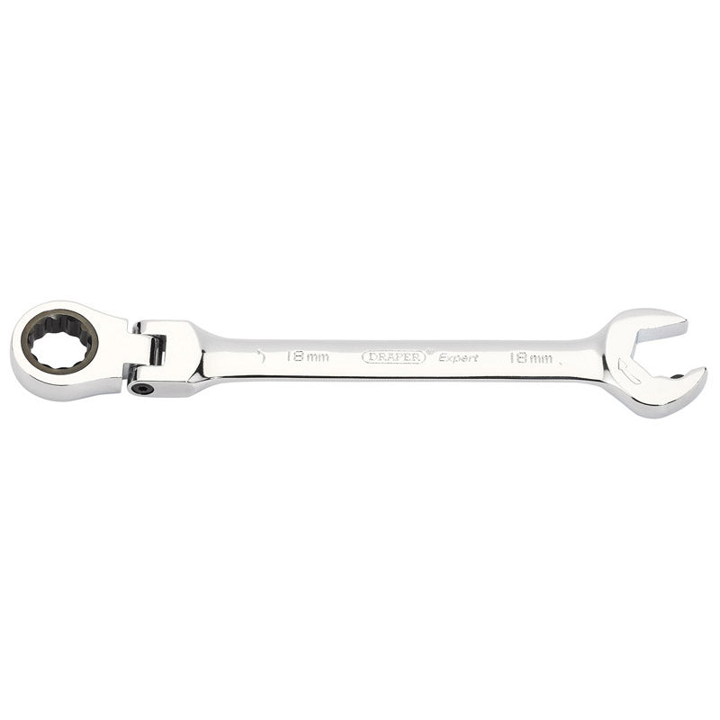 Draper Metric Combination Spanner with Flexible Head and Double Ratcheting Features (18mm) DRA-06863